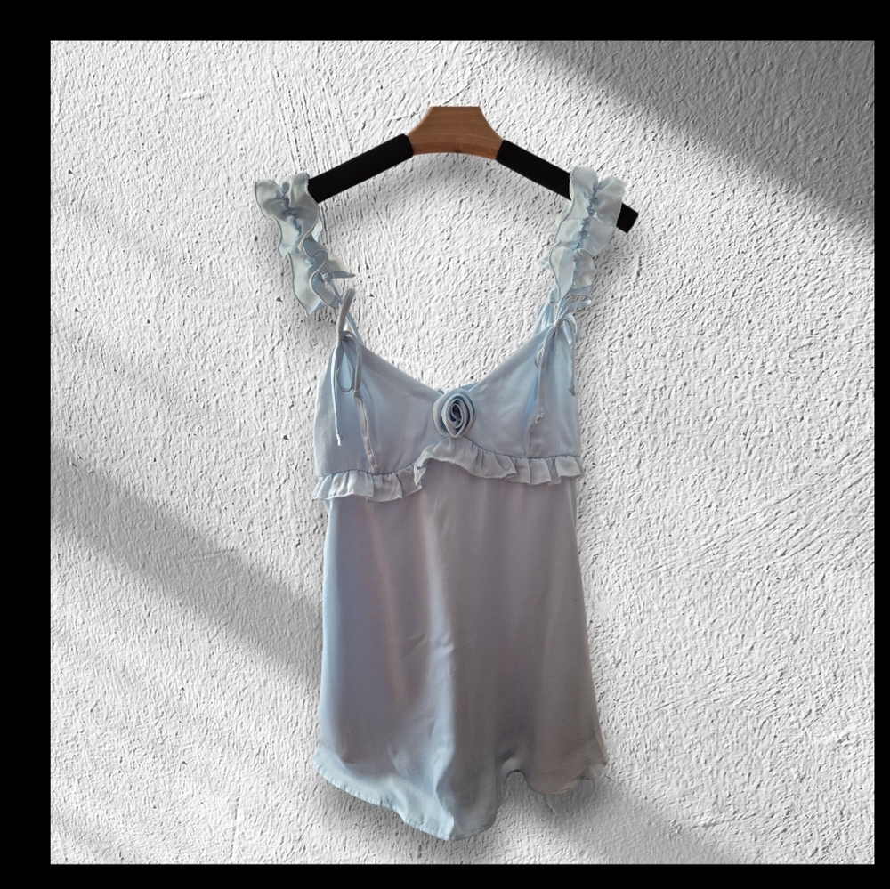 🎯 Wild Fable Light Blue Rosetta Mini Babydoll Dress Women's Size…